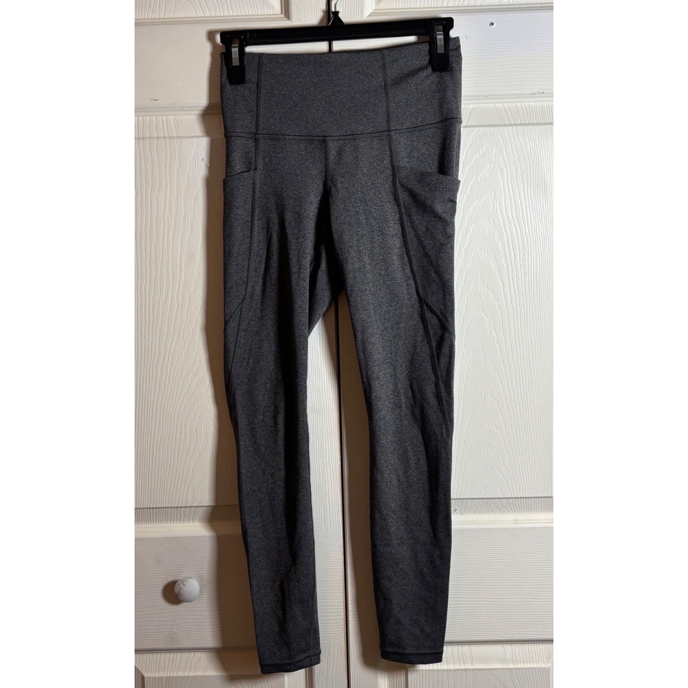 Athleta Stash Pocket Salutation Tight Heathered Charcoal Grey Leggings XS